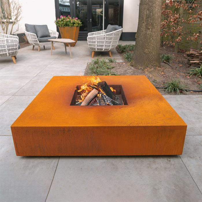 VLS3 - Corten steel,Fire tables,QUAD,1200 x 1200 x 280 mm