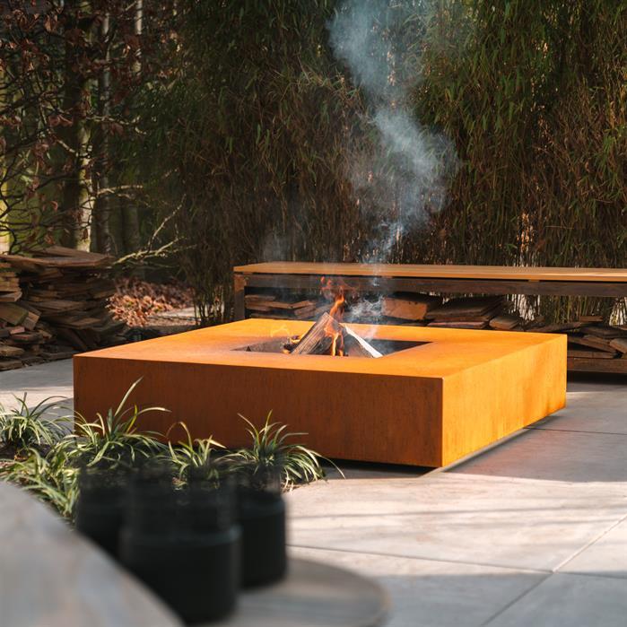 VLS3 + Grill 400 - Cortenstaal,Vuurtafels,QUAD,1200 x 1200 x 280 mm