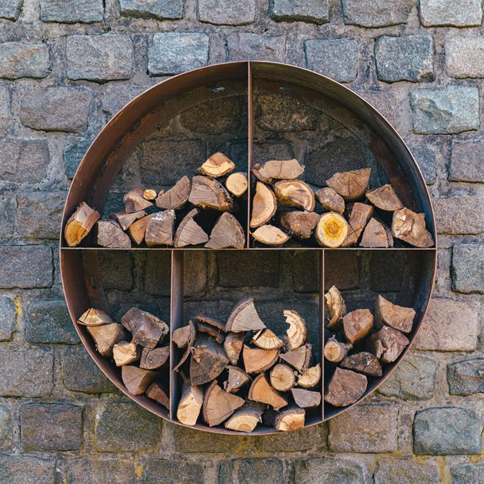 BHSR1 - Cortenstaal,Houtopslagen,LOGG ronde,1000 x 400 mm