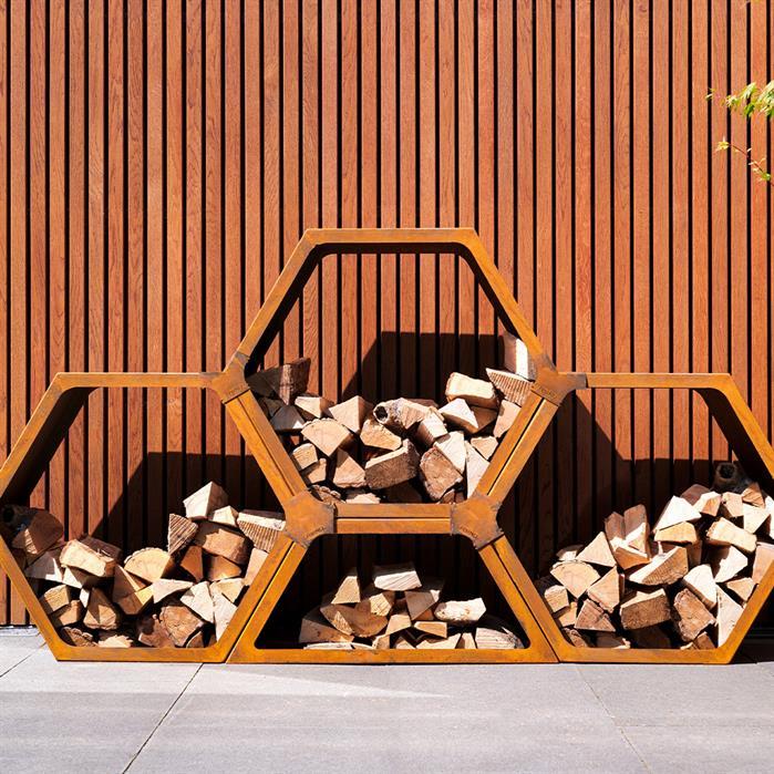 FWH.C2 - Cortenstaal,Houtopslagen,HEX koppelstukken,110 x 170 x 25 mm