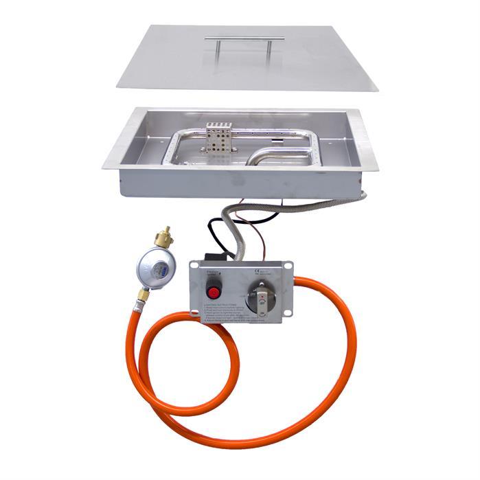 BRANN 400x400 Gasunit+Lava+Cover (8,5kw) - Cortenstaal,Accessoires
,Gashaard accessoires,405 x 405 x 80 mm