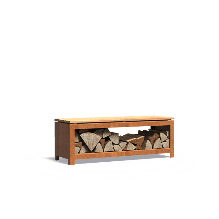 BHS2.2H - Stal kortenowska,Sklady na drewno,LOGG seat,1200 x 400 x 424 mm