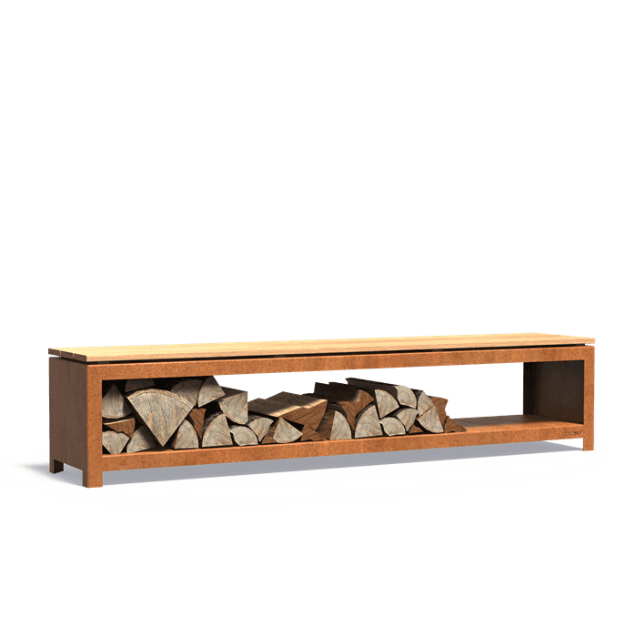BHS2H - Stal kortenowska,Sklady na drewno,LOGG seat,2000 x 400 x 424 mm